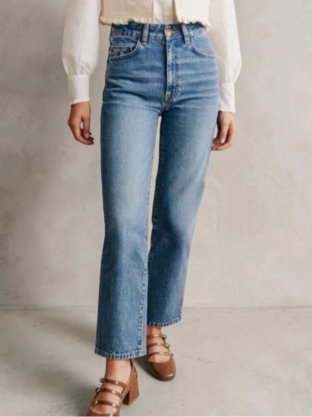 Sezane Women’s L’iconique Droit Denim Straight Leg Trouser Jeans Size 42